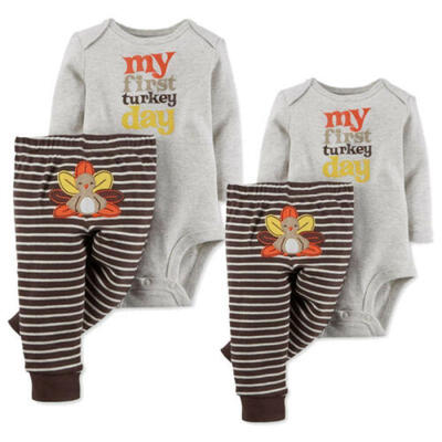 

Newborn Infant Baby Boy Girls Thanksgiving Clothes Romper Tops Pants Outfit Set