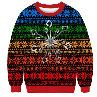 

Toponeto Mens Happy Christmas 3D Printed Long Sleeve Shirt Round Neck Blouse Top