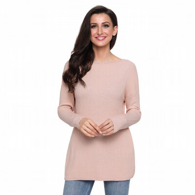 

V-neck long-sleeved chest cross-tie with warm&warm casual knit sweater