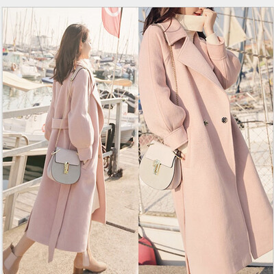 

2018 winter edition of the Korean version of the long&thin lantern sleeve woollen overcoat womens long&thick woollen coat