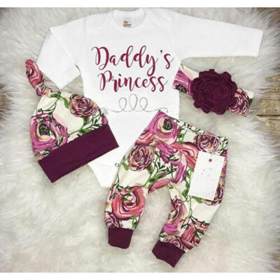 

Lovely Newborn Baby Girls Flower Romper Pants Leggings Hat Outfits Clothes Set