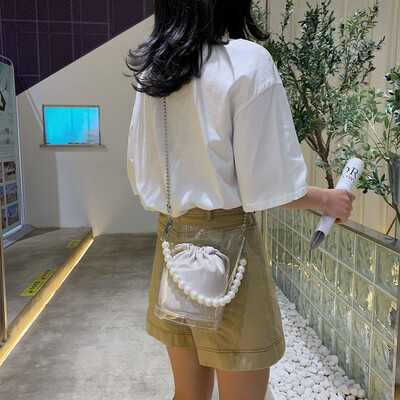 

Tailored Womens Fashion Pearl Transparent Crossbody Shoulder Bags Purse Messenger Bag