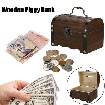 

Siaonvr Wooden Piggy Bank Safe Money Box Savings With Lock Wood Carving Handmade