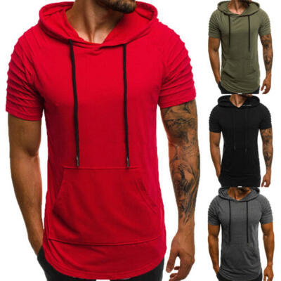 

UK Gym Men Bodybuilding Hooded T-Shirt Top Muscle Clothing Stringer T-Shirt Hot