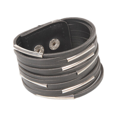 

New Fashion Accessories Multi-Layer Belt Type Button Pu Leather Bracelet Jewelry Drop Shipping