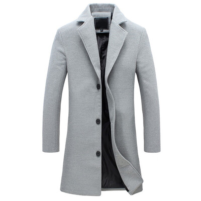 

Mens Lapel Collar Solid Long Coats Windbreaker Button Down Overcoat Blazer Tops