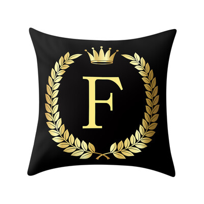 

〖Follure〗Pillow Cover Black&Gold Letter Pillowcase Sofa Cushion Cover Home Decor