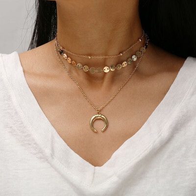 

New Arrival Three Layer Pendant Necklace For Women 2 Colors Metal Necklaces Sexy Beach Party Jewelry Gift