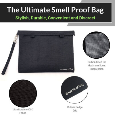 

Smell Proof Bag Odor Proof Pouch Active Odor Scents Eliminator Carbon Lining Double-layer Velcro Sealing 600D Waterproof Contain