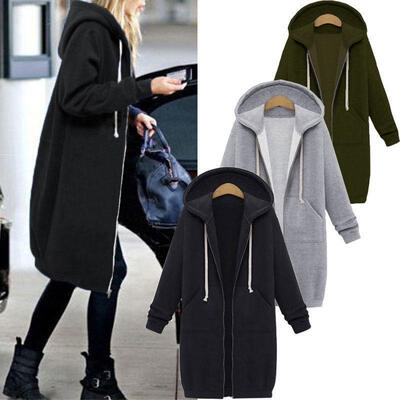 

Womens Ladies Zipper Tops Hoodie Hooded Sweatshirt Coat Jacket Casual Jumper USA