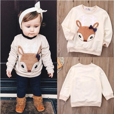 

Toddler Kids Baby Girls Outfits Fox Sweater Swearshirt Top T shirt Blouse Clothes