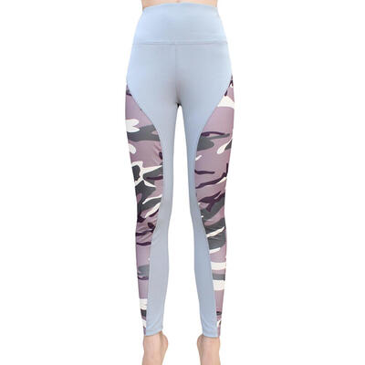 

Women Yoga Pants Elastic Gym Camouflage Splicing Leggings Sport Slim Pants