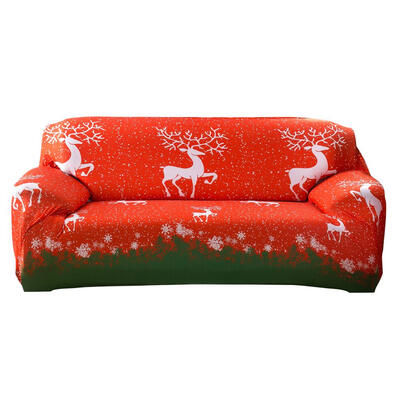 

Christmas Elk Printed Stretch Sofa Cover Couch Slipcover Furniture Cover