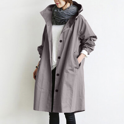 

〖Follure〗Womens Winter Loose Hooded Wild Elegant Windbreaker Comfortable Coat Outwear