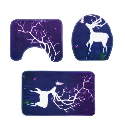 

3pcsset Elk Cartoon Non Slip Water Absorb Floor Rugs Carpet Bath Mats Pad