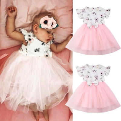 

Floral Baby Girls Princess Dress Wedding Party Prom Birthday Tutu Dress Sundress