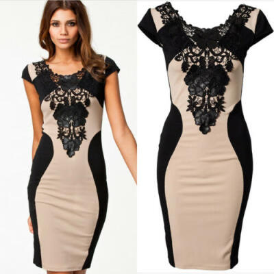 

UK Stock Womens Lady Lace Bodycon Formal Party Cocktail Evening Short Mini Dress