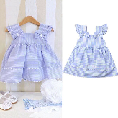 

Summer Toddler Baby Kids Girl Dress Bowknot Stripe Tutu Dresses Sundress