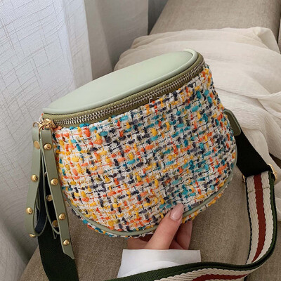 

Small breeze woolen cloth color matching chest bag 2019 new Korean version of the bag women spring&summer slung wide shoulder