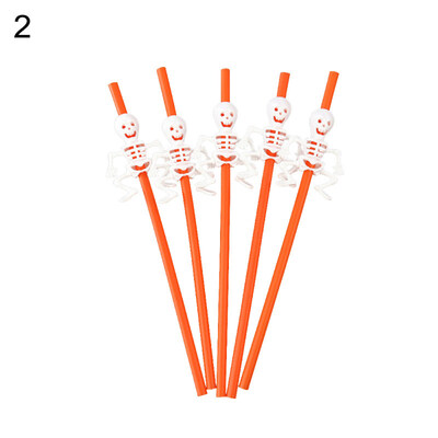 

5Pcs Halloween Pumpkin Skeleton Reusable Drinking Straws Home Party Supplies