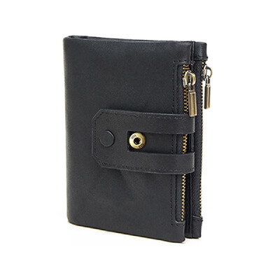 

Vintage Male Purse Coin Bag Short Money Bags Double Zipper Mens Wallet Leather Card Holder Wallets