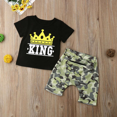 

Summer Toddler Baby Kids Boys Tops T-shirt Camo Pants Outfits Set Clothes