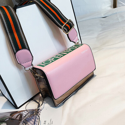 

Qiao Bani 2019 new Korean chic fashion hit color ribbon flip small square bag trend single shoulder diagonal handbag