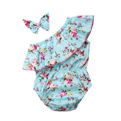 

US 2Pcs Baby Kids Girls Summer Clothes Floral Romper Jumpsuit Cute Outfits Set