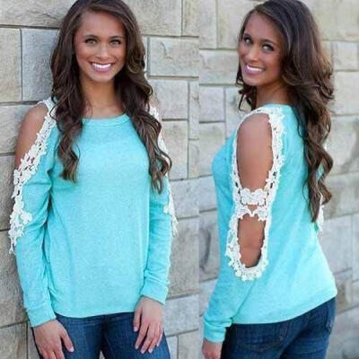 

Fashion Women Summer Vest Top Long Sleeve Blouse Casual Tank Tops T-Shirt Lace