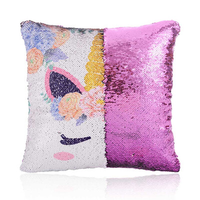

16" Magic Unicorn Reversible Sequin Pillow Cover Case Throw Cushion Home