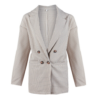 

Womens Jacket Lapel Sexy Slim Long Sleeve Casual Business Lattice Coats Suit