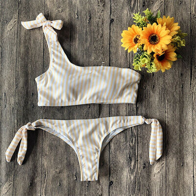 

Women One Shoulder Bikini Set Padded Push Up Swimwear Swimsuit Beachwear S-XL