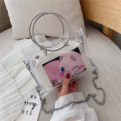 

Qiao Bani 2019 new Korean chic fashion printing elephant elephant hard handbags handbag shoulder diagonal handbag