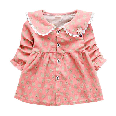 

Autumn Casual Baby Girls Long Flare Sleeve Cartoon Rabbit Print Dress Kids Princess Pageant Dresses