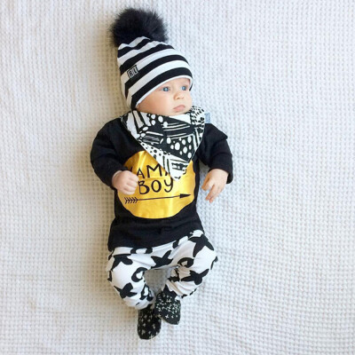 

Infant Baby Boy Long Sleeve Letter Blouse Tops Pants Outfits Clothes Set Suit