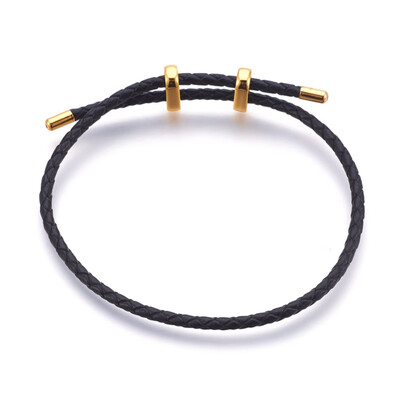

Leather Bracelet Making with Stainless Steel Finding Golden Black 11-38"29cmx3mm