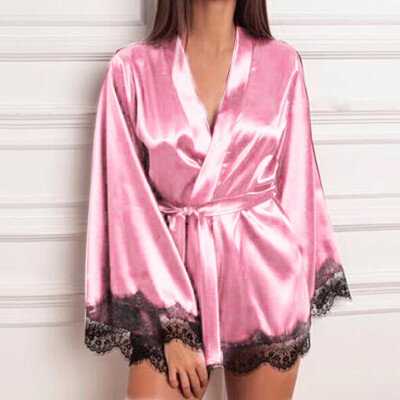 

Toponeto Women Satin Nightdress Silk Lace Lingerie Nightgown Sleepwear Sexy Robe