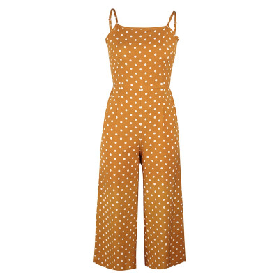 

Summer Sling Jumpsuit Wave Dot Print Bare Back Jumpsuit Wide Leg Pants