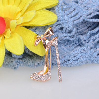 

Womens Gift High Heels Shoes Filled Austrian Crystal Brooch Pins