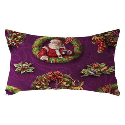 

Tailored Christmas Santa Claus Pillow Case Linen 30x50cm Throw Cushion Cover Home Decor