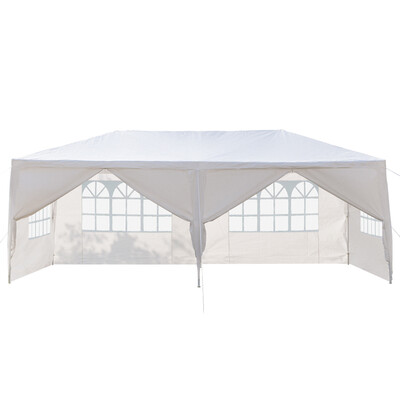 

3 x 6m Six Sides Two Doors Waterproof Tent with Spiral Tubes White