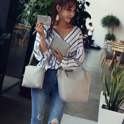 

Tailored Fashion Women Leather Four-Piece Shoulder Crossbody Bag Clutch Wallet Retro Bag
