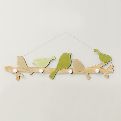 

Gobestart Wooden Bird Wall Hanger Hook Rack Clothes Hat Key Organizer Home Room Decor