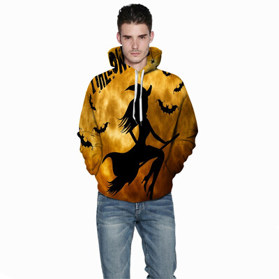 

Toponeto Mens New Style 3D Printed Long-Sleeved Cap Guard With Round Collar Blouse