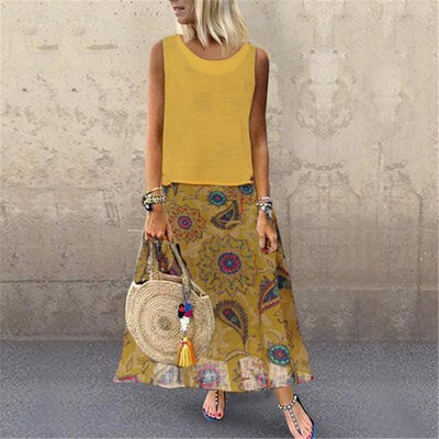 

Women Cotton Linen Boho Floral Casual Baggy Tunic Dress Summer Beach Sundress