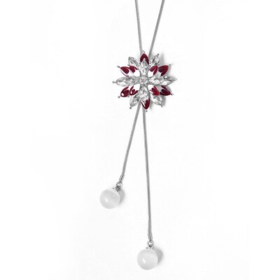 

Women Fashion Rhinestone Snowflake Pendant Long Chain Sweater Necklace Gift