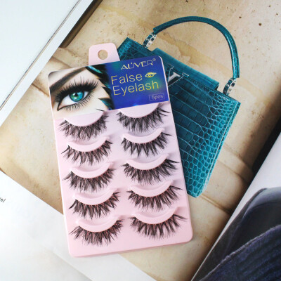 

〖Follure〗5 Pairs Thick Long Cross Party False Eyelashes Black Band Fake Eye Lashes