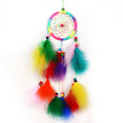 

Wind Chimes Handmade Indian Dream Catcher Net With Feathers 55 cm Wall Hanging Dreamcatcher Craft Gift Home Decoration