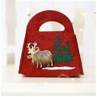 

Gobestart Christmas Felt Candy Bag Portable Christmas Elk Pattern Gift Home Decor Pouch