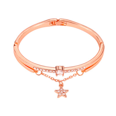 

Rose Gold Five-Pointed Star Metal Women Bracelet Two Color Women